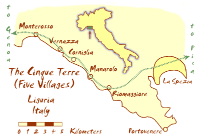 cinque terre travel map